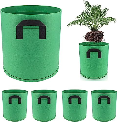 不織布ポット 5個セット 高い 深鉢 不織布プランター 植木鉢 大型 軽量 フェルト 布鉢 家庭菜園 花 野菜 果樹 果物栽培 大容量栽培袋 植え袋 屋外/DIY園芸/ガーデニング/ベランダ/庭/家庭菜園/室内栽培用 (直径35x高さ40cm, グリーン) グリーン 直径35x高さ40cm