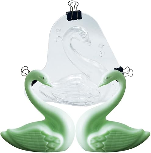 TUKE Molde de chocolate de cisne 3D de gran tamaño de 5.68 x 5.16 x 1.88 pulgadas, molde de caramelo de gelatina de cristal con 3 clips, decoración