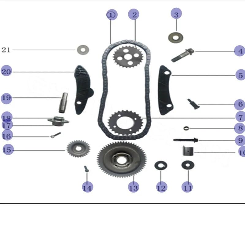 Chaîne de distribution pour moteur Cummins 2.7 Junling Kangling kit complet tendeur - 5