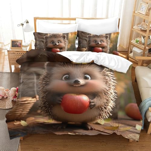 Housse de couette hérisson 3D anti-plis en microfibre douce pour lit King Size