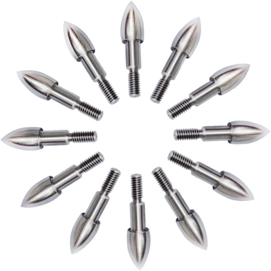 BOWCORE Premium Stainless Steel Archery Target Field Points: Screw in Bullet or Combo Field Point for Multiple Arrow Sizes - 1 Dozen