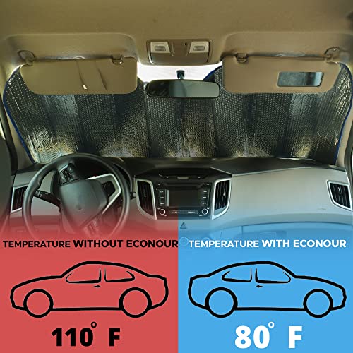 EcoNour Accordion Car Windshield Sun Shade (Gray) | Foldable Car Window Shades for UV Protection & Heat Block | Keeps Interior Cool | Sun Blocker for Front Window | 58 x 28 Inches - Thumbnail 6