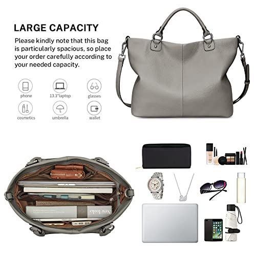Image of Kattee Women's Soft Genuine Leather Tote Bag, Top Satchel Purses and Handbags