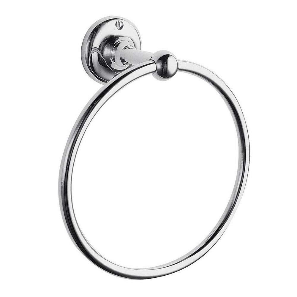 Milano Elizabeth Bathroom Wall Mounted Round Towel Ring Holder - Chrome