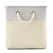 EZOWare Large Canvas Fabric Storage Basket Bins Set of 3, Foldable Cube Boxes with Handles 13 x 13 x 13 inch for Home Baby Nursery Room Clothes Organizer - Cream and Light Gray