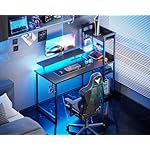 ODK Reversible Gaming Desk LED Lights, 40 Inch Computer Desk with Storage Shelves & Monitor Stand, Study Table for Home Office, Small Space Bedroom, Carbon Fiber Black - Image 2