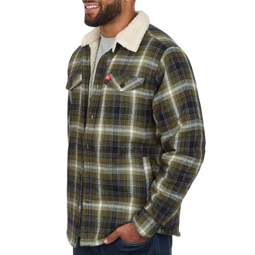 The American Outdoorsman Flannel Shirt Jacket with Sherpa Fleece Lining & Faux Sheepskin Collar - Winter Flannel Jacket3