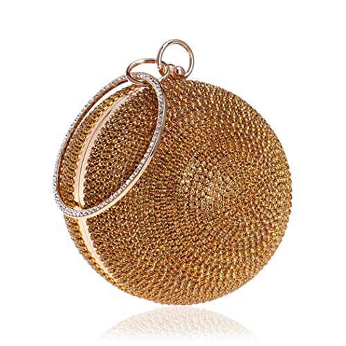 Image of Ball Shape Clutch Purse Party Handbag Rhinestone Ring Handle Evening Bag
