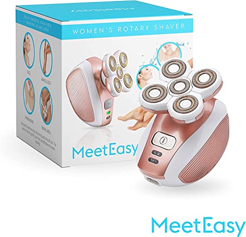 Meeteasy Electric Leg Shaver For Women - Rechargeable Painless Lady Razor For Leg Face Lips Body Underarms Armpit - Female Cordless Bikini Trimmer (Gold) #TOP1