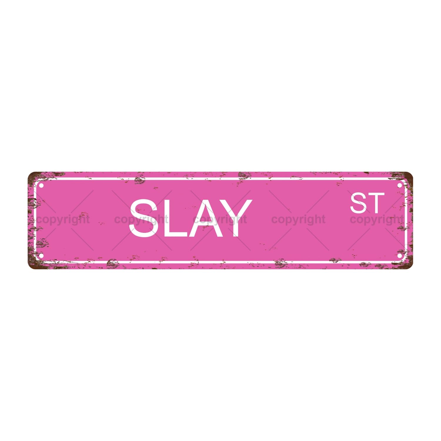 SLAY ST Vintage Metal Tin Street Sign Wall Bathroom Farmhouse Garden Porch Patio Decor, 16 x 4 Inch