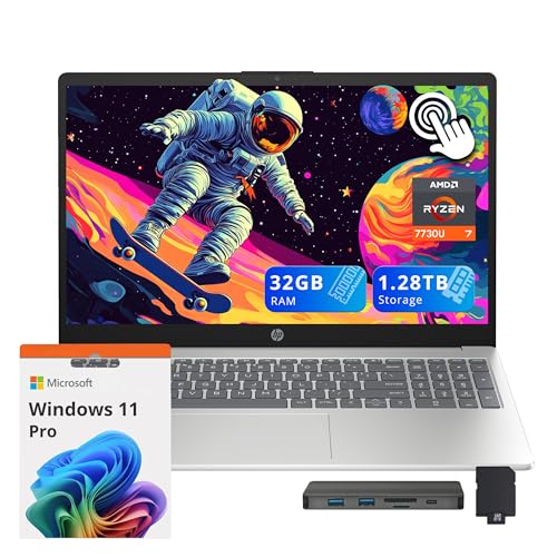 HP 15.6�C���` FHD IPS �^�b�`�X�N���[���m�[�g�p�\�R�� AMD Ryzen 7 7730U 32GB RAM�A1.28TB�X�g���[�W (1TB SSD+288GB�h�b�L���O�X�e�[�V�����Z�b�g)�AAMD Radeon Graphics�A�e���L�[