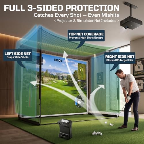 image for Haokelball Golf Simulator Cage with Impact Screen, 10x8x6 FT Premium G