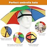 Realure 2 Pcs Head Umbrella Hats with Elastic Bands, Rainbow Funny Umbrella Hat, Mini Portable Hands Free Fishing Caps, Outdoor Sun Rain Hat for Women, Adult & Kids - Image 4