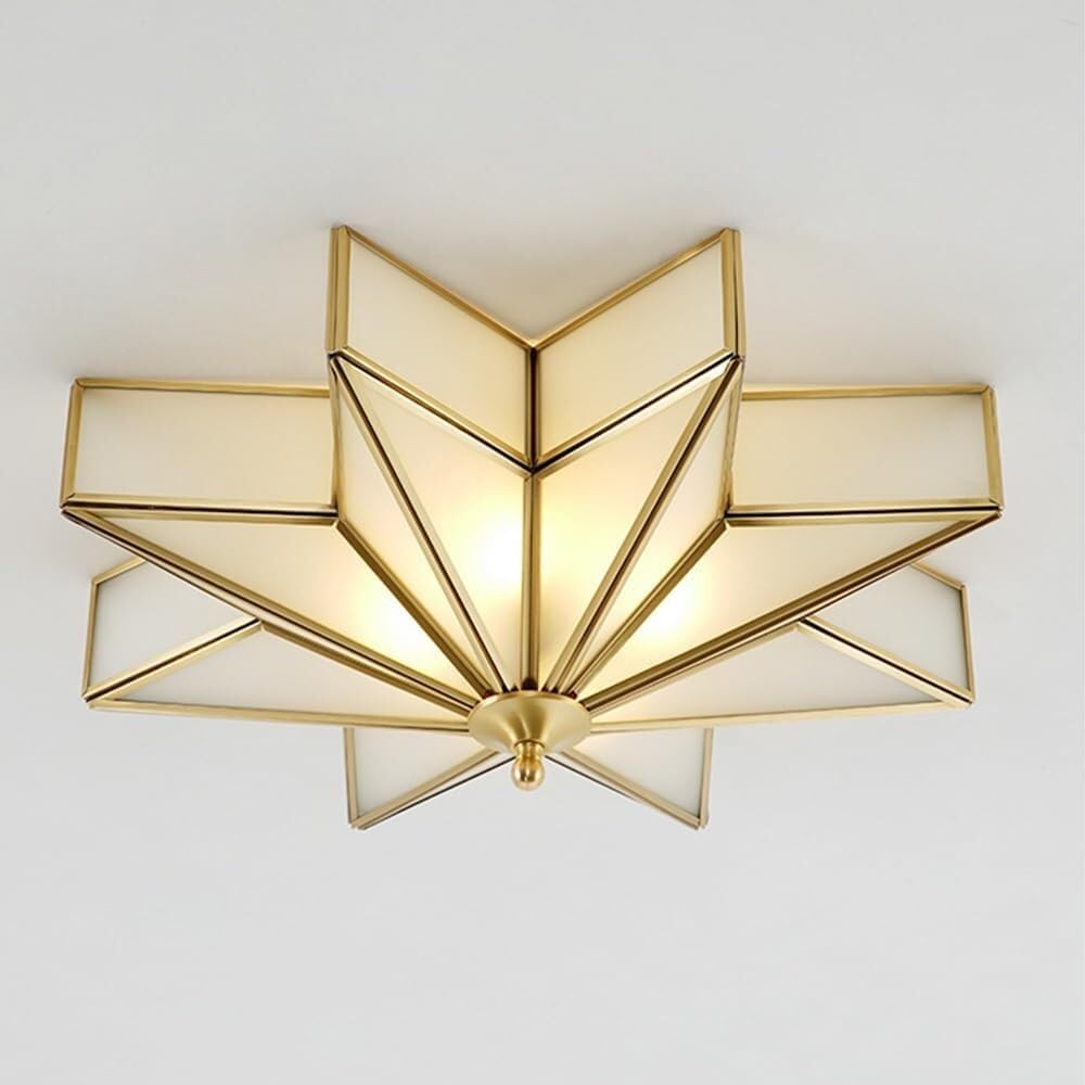 Semi Flush Mount Ceiling Light Fixture, Modern Ceiling Light with Frosted Glass Shade, Copper Ceiling Lamp for Living Room Kitchen Bedroom Hallway Bathroom Laundry, E27 Socket