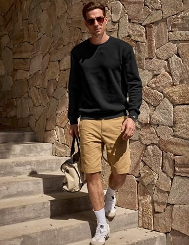 Men's Crewneck Sweatshirts Soild Color Fall Warm Fleece Sweaters Long Sleeve Casual Pullover Shirt3