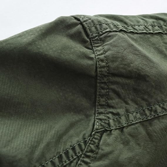 Men Long Back Split Collar Hooded Windbreaker Mid-Long Military Coat Pockets Full-Zip Hood Cotton Parka Jacket Coat (Army Green,3X-Large)