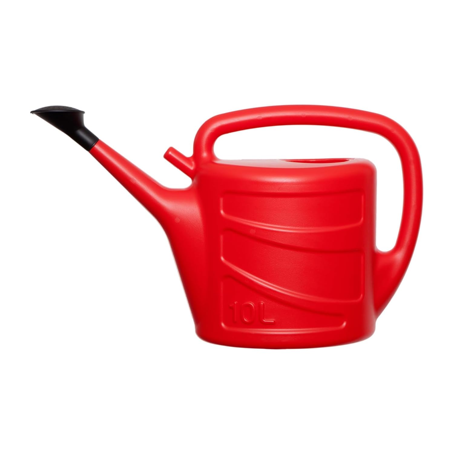 Mantraraj Red 10L Garden Watering Can With Wrap-Around Handle & Long Spout Heavy Duty Plastic – Detachable Rose Sprinkler Head – Lightweight For Indoor & Outdoor Plant Care Waterer – 10 Litre