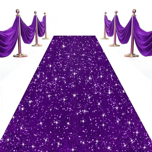 OMKSIH Purple Carpet Runner for Party Wedding Aisle Runners 2x15FT Sequin Aisle Runner for Wedding Ceremony Glitter Aisle Runner Rug Outdoor Carpet Runner for Wedding Bridal Shower Party Decorations
