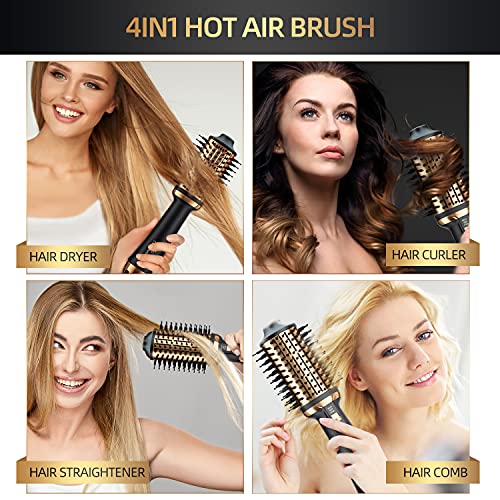 Plavogue Hair Dryer Brush,Dual Voltage Blow Dryer Brush Volumizer & Negative Ionic One-Step Hot Air Brush In One For European Travel Salon Blowout Oval Brush International Travel Version #TOP4