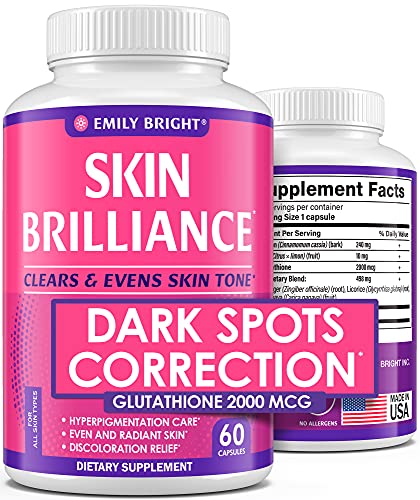 Glutathione Whitening Pills - 2000mcg Glutathione - Better than Skin Lightening Cream - Dark Spots & Acne Scar Remover, Hyperpigmentation Treatment - Anti-aging Effect and Powerful Antioxidant - 60cap