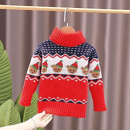 Cartoon Bears Print Sweaters for Toddler Kids Girls Boys Turtleneck Thick Knitted Xmas Pullover Winter Warm Tops2