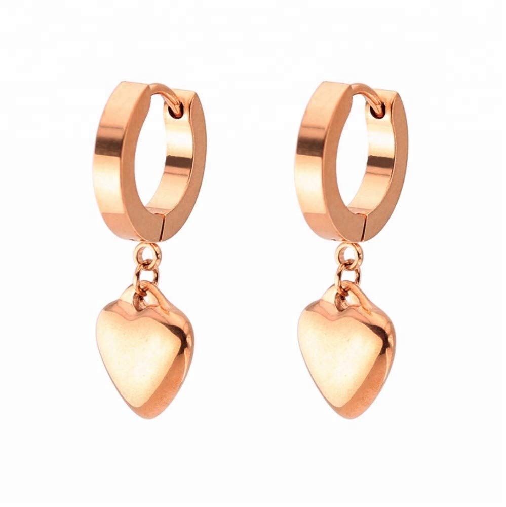 Rose Gold 316L Stainless Steel Hinged Hoop Earring with