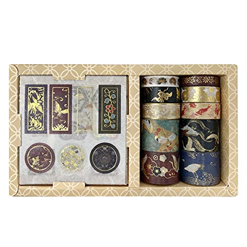 Papeterie grues florales et masking tape doré pour personnaliser votre agenda
