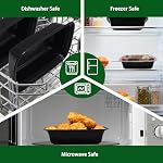 50 Emballage de contenants d'aliments noirs avec lids, 38 oz Grand contenants en plastique, contenants de préparation de repas réutilisables pour l'entreposage des aliments, récipients jetables pour déjeuner et restaurant