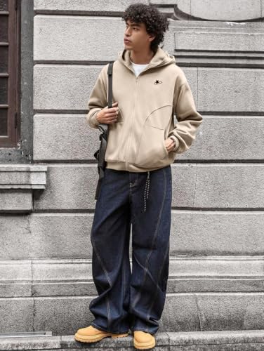 TAGAS Men's Mask Sweater Hoodie Beige - Image 5