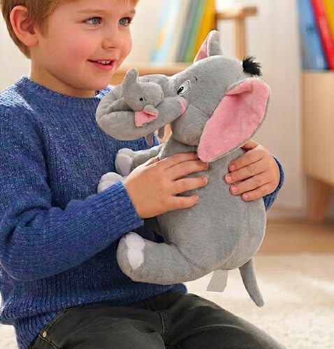 Image of Tickles Mother Elephant with Single Baby Stuffed Soft Plush Animal Toy for Kids (Size: 41 cm Color: Grey)