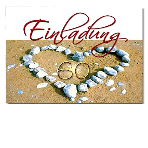 DigitalOase 10 Einladungskarten 60. Geburtstag MIT INNENTEXT 60. Jubiläum Geburtstagskarten MENGE WÄHLBAR Klappkarten Kuverts Format DIN A6#VALSAND (10)