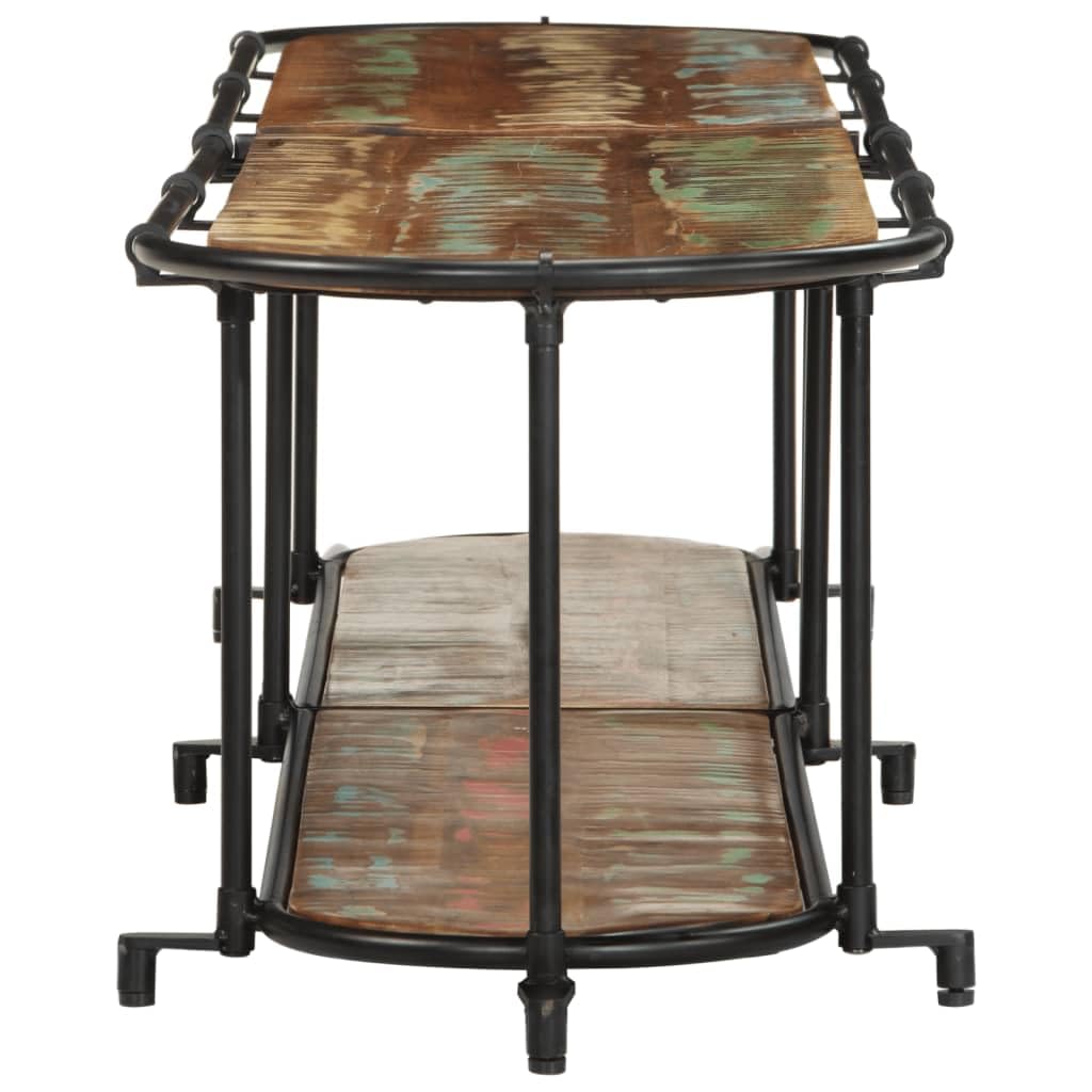 Regał pod telewizor z litego drewna i żelaza, 200 x 42 x 40 cm, niska szafka z dużą ilością miejsca do przechowywania, regał Hifi do salonu, meble fonowe z szufladą, komoda do telewizora