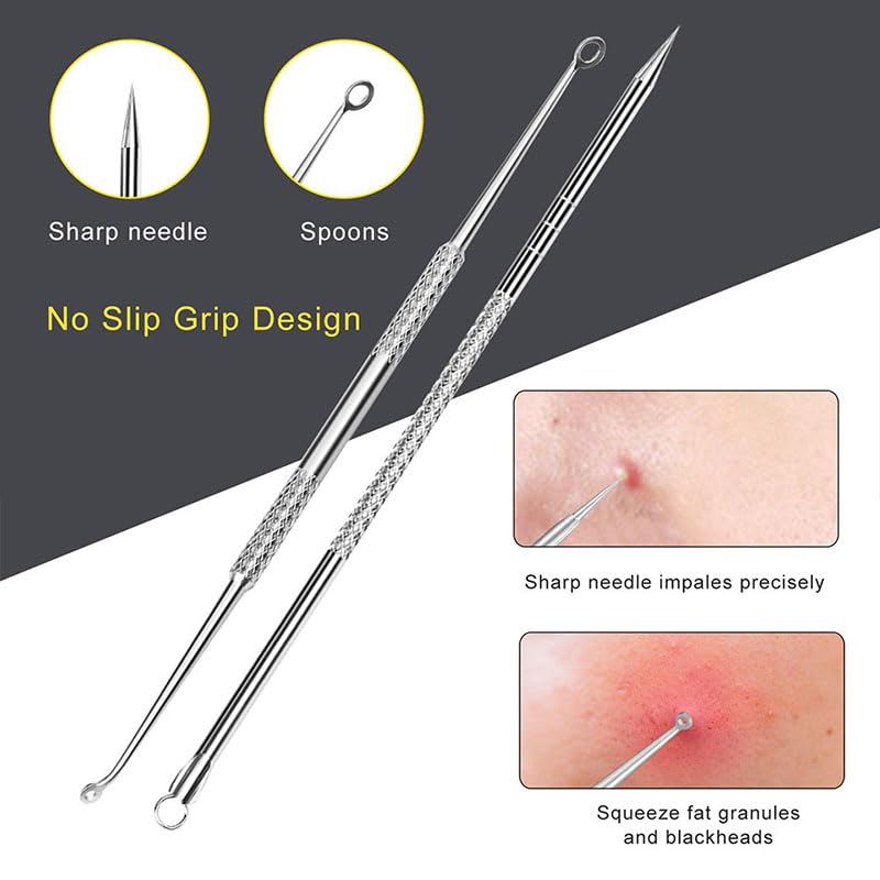 mercham Blackhead Remover Tool Kit, 10 PCS Stainless Steel Pimple Popping Kit for Removing Black Head & Whitehead & Zit & Pore on Face, Professional Acne Removal Kit with Case - Image 4