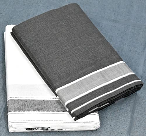 Image of TUNI MANI Men's Cotton Dhoti /Kerala Style Dhoti, 2.0meter (Pack of 2)