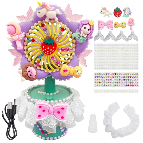 Ventilador de mano, ventilador de mano portátil, mini ventilador para niños, mini ventilador USB con recargable, ventilador de unicornio, maceta, manualidades, para niñas, niños, juguetes, regalos