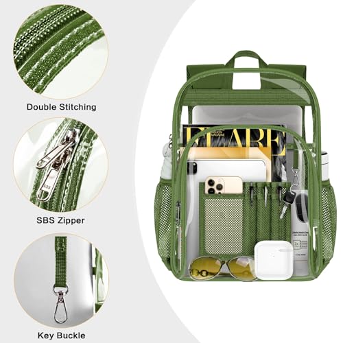 Image of PAMANO Clear Backpack, Heavy Duty Transparent Reinforced Bottom See Through for College, Travel Work Security
