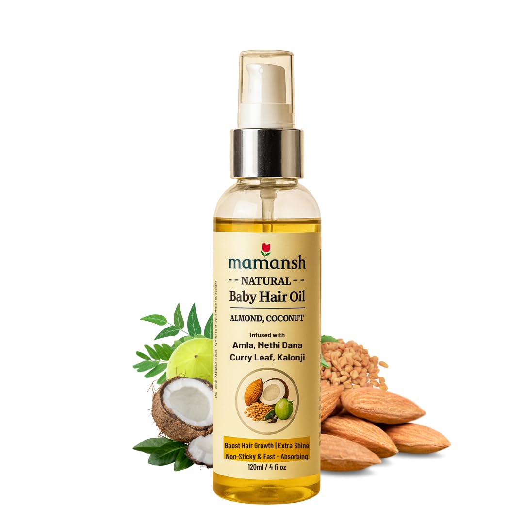 Mamansh Natural Baby Hair Oil | 14-Oil Blend for Hair Growth, Softness & Natural Shine | Gentle & Baby-Safe | 120 ml