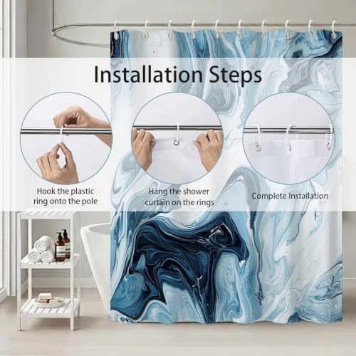 Rideau douche polyester imperméable lesté anti-adhérence 180x180 - 4