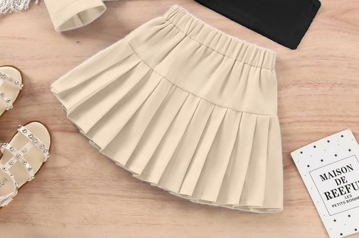 Image of Three Piece Co ord Set Dress for Girls| Jacket Top and Skirt Open Front Suits Set| Girls Clothing Set
