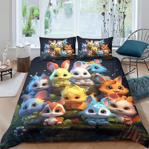 Parure de lit housse de couette 3D animaux mignons microfibre douce - 4