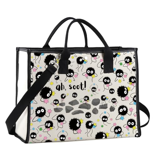 POFULL Anime Inspired Gift Spirit Animal Tote Bag Anime Lover Shoulder Bag
