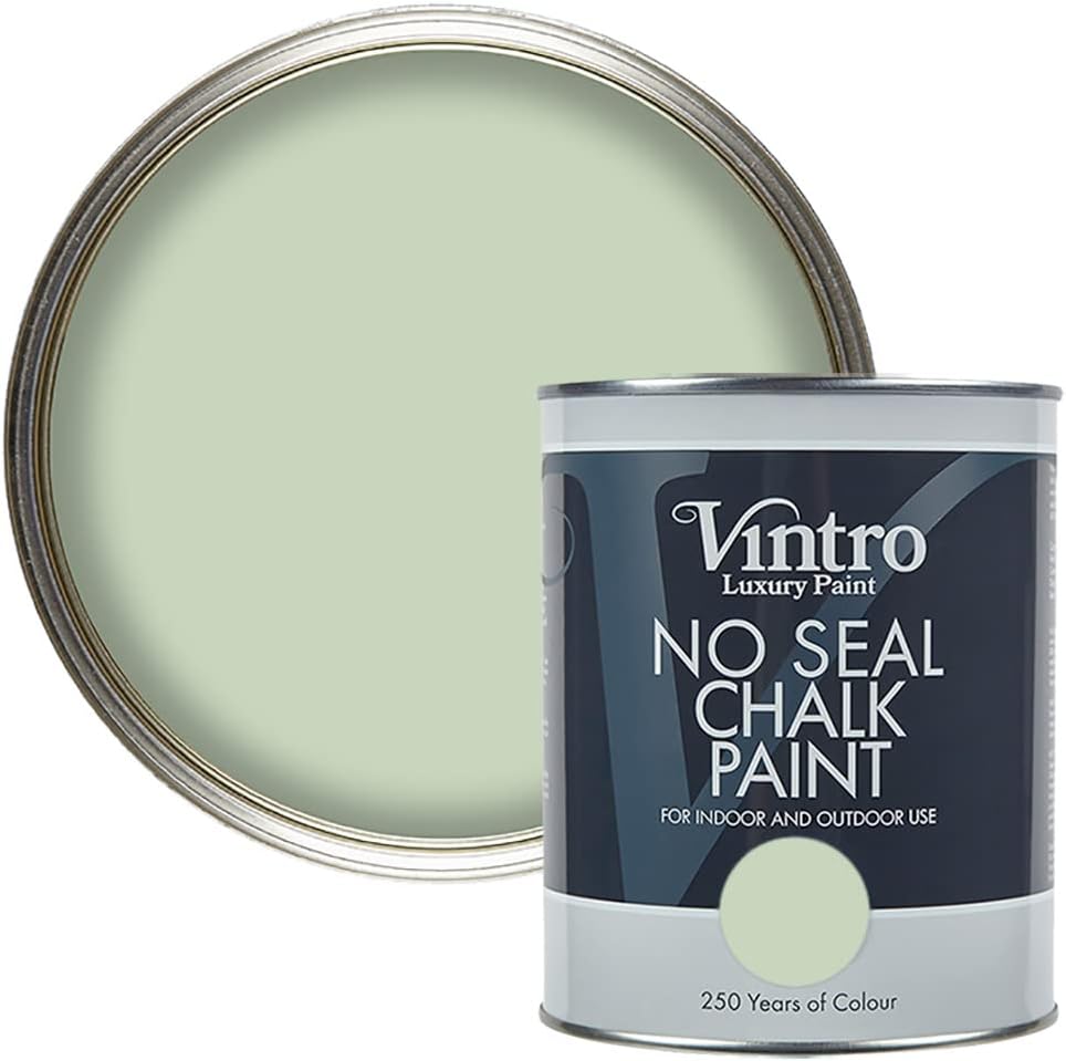No Seal Chalk | Pale Green | Interior & Exterior Use | Furniture | Walls | Wood | Metal | 1 Litre (Verdant)