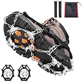 TerraShine アイゼン 28本爪 チェーンスパイク スノースパイク 軽アイゼン 滑り止め 転倒防止 簡単着脱 凍結道路 氷釣り ハイキング 登山 靴底用 男女兼用 収納袋付き （M）