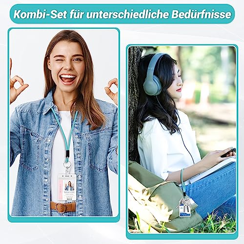 VEVOQIM 6 Stück Schlüsselband,3 Farben Schlüsselband Lang und Kurz Umhängeband mit Mini Abnehmbare Schnalle,Karabinerhaken,Vinyl-ID-Band, Lanyard für Herren Damen Kinder