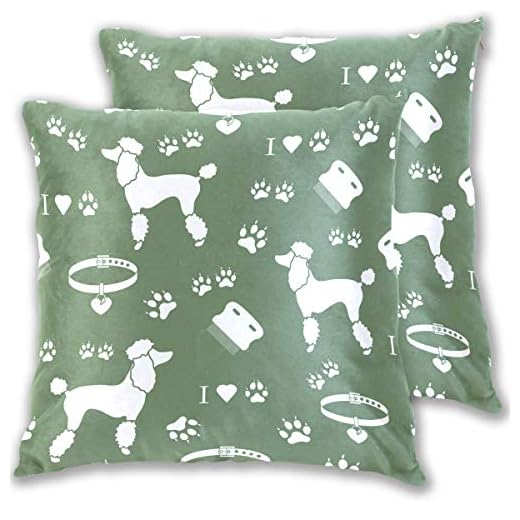 TIZORAX - Funda de cojín cuadrada decorativa para cojín con diseño de caniche y caniche