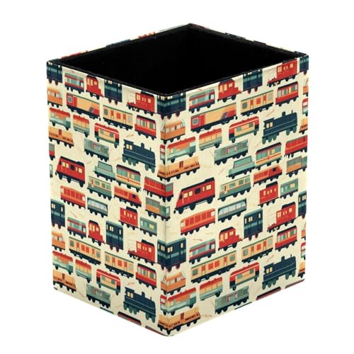 VAPOKF Portalápices para escritorio, colorido, autobús, tren, coche, impresiones, bolígrafos, bolígrafos, brochas de maquillaje, almacenamiento de escritorio, suministros de papelería, organizador