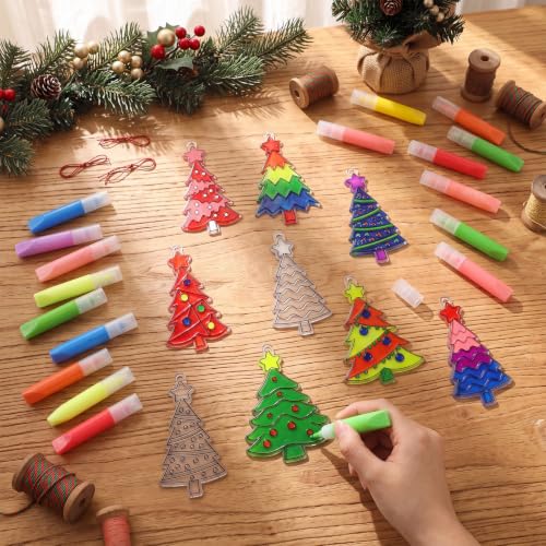 Blueweenly 36 Sets Christmas Tree Suncatchers Painting Craft Kit for Kids by Blueweenly - Used condition - Image 5