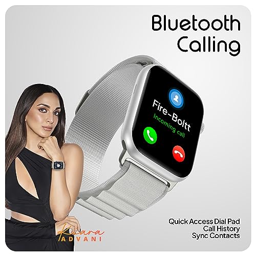 Image of Fire-Boltt Vogue Large 2.05 inch Display Smart Watch, Always On Display, Wireless Charging, App Based GPS with Bluetooth Calling & 500+ Watch Faces (White)