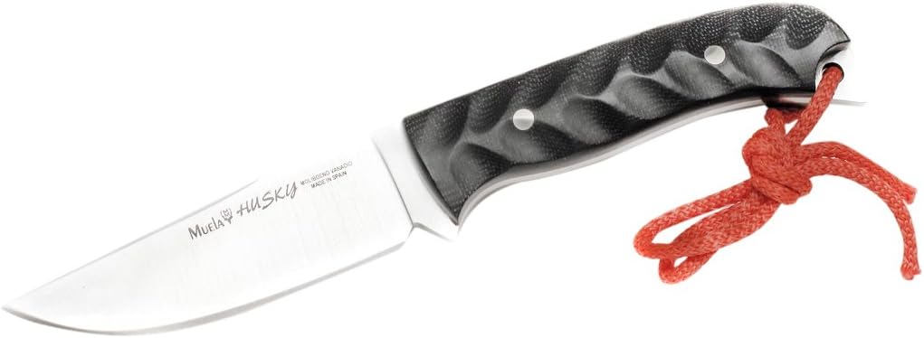 MUELA HUSKY-10M Black Micarta Handle Hunting Knife with Leather Sheath