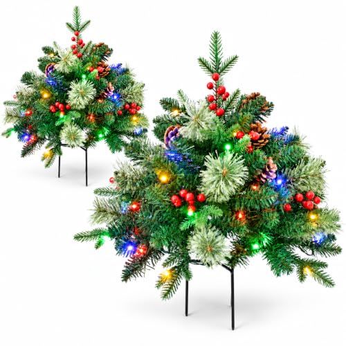 SHOPNEW 2 Pack 30IN Artificial Christmas Urn Filler for Outdoor Decorations